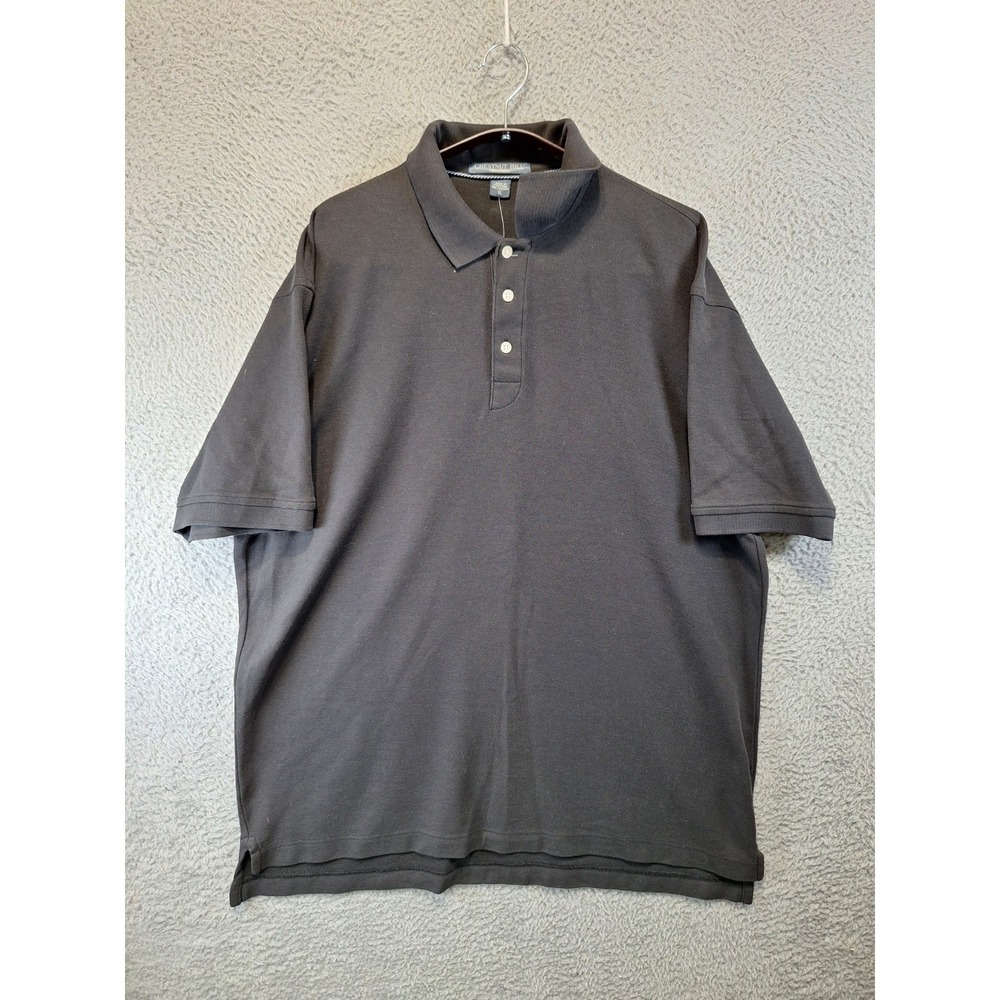 Chestnut Hill Polo Shirt Mens XL Black 100% Cotton Short Sleeve Performance Golf